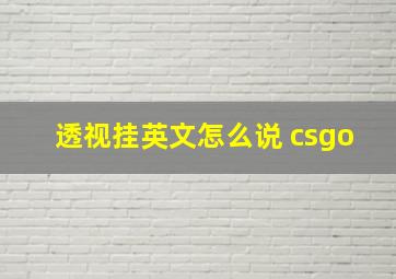 透视挂英文怎么说 csgo